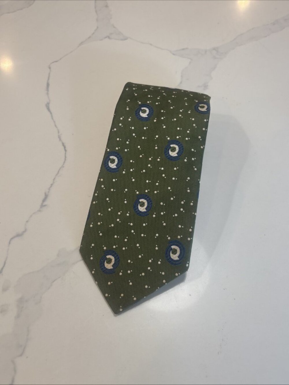 Vintage Liebert Polyester Necktie Tie Green Art Deco Retro Excellent Style